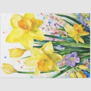 De Seda Primavera Floral Daffodil Papel Tecidual