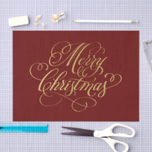 De Seda Qualquer cor Feliz Natal Dourado Papel Tecido