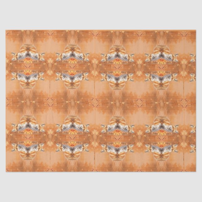 De Seda Raposa Whimsical - Papel Tecido Trendível Laranja (Frente )