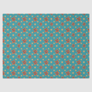 De Seda Retro Floral e Polkas no Papel Tecido Teal