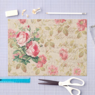 De Seda Rosa antigo - Decoupage e Papel Tecido - Rosa e Cr