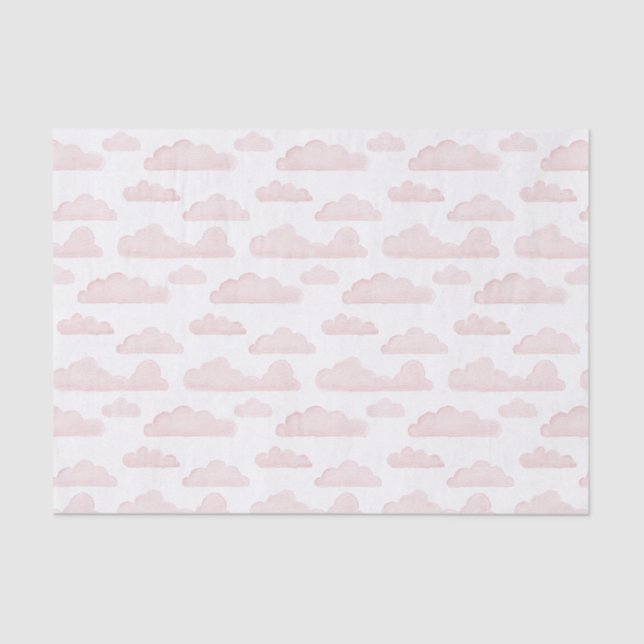 De Seda Rosa Dreamtime Watercolor Clouds Papel Tecido (Frente )