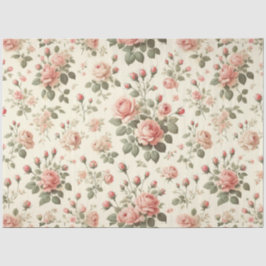 De Seda Rosas cor-de-rosa no papel tecidular creme Vintage
