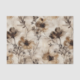 De Seda Sepia Wildflower Decoupage Papel Tecido