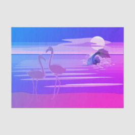 De Seda Sereia e Papel Tecido Flamingo