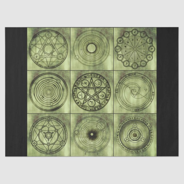 De Seda símbolos alquimicos papel tecidular (Frente )