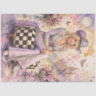 De Seda Sizzle em Papel Decoupage Lavanda Dolly