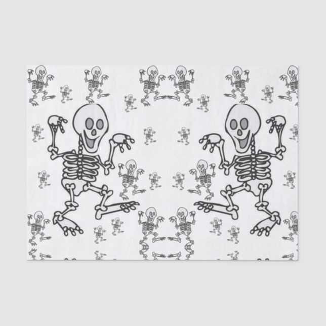 De Seda Skeletons decorativos em papel tecidular halloween (Frente )
