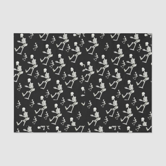 De Seda Skeletons decorativos em papel tecidular halloween (Frente )