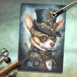 De Seda Steampunk Chihuahua 1 - Papel Decoupage