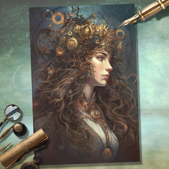 De Seda Steampunk Mulher 3 - Papel Decoupage (Criador carregado)