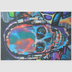 De Seda Street Art Skull Urban Decoupage Papel Tecido