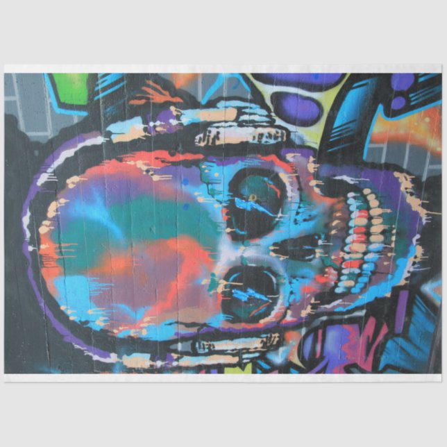 De Seda Street Art Skull Urban Decoupage Papel Tecido (Frente )