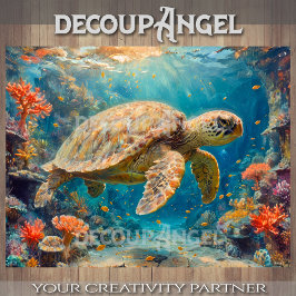 De Seda Tartaruga Oceânica - Decoupage - Papel Tecidual