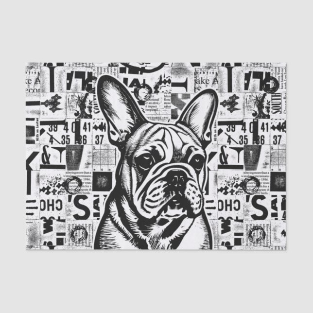 De Seda Tecido francês Buldogue ou Papel Decoupage (Frente )