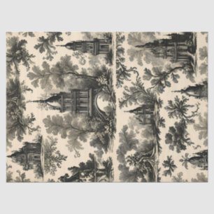 De Seda Toile Francesa - Desenho Preto em Papel Tissue Cre