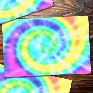 De Seda Trippy Rainbow Tie-Dye Papel Tecido