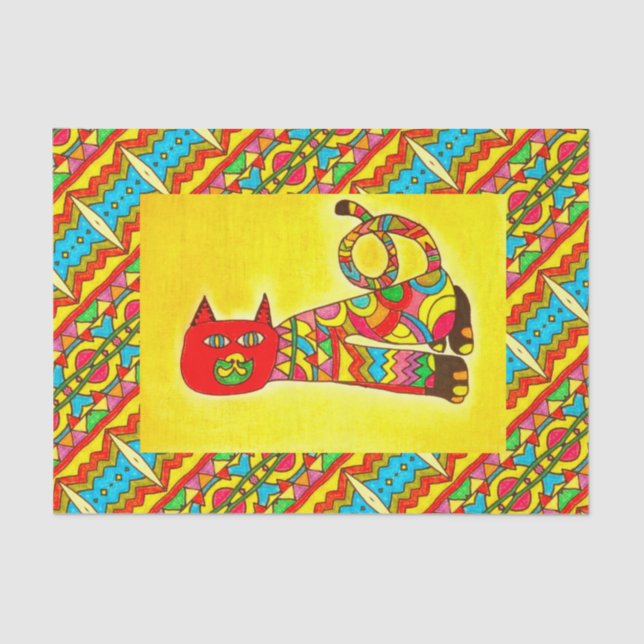 De Seda TSP - 0089 - Alebrije Cat - Papel Tecido (Frente )
