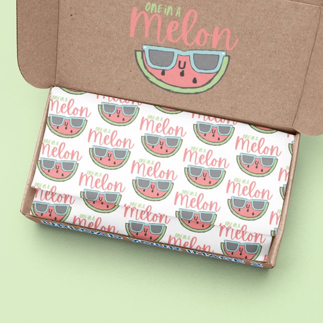 De Seda Um Em Um Papel Tecidual Melão (Celebrate someone special with this cute watermelon, "One in a melon" tissue paper! )