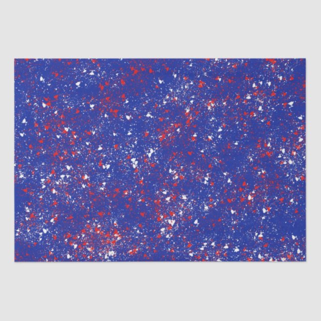 De Seda Vermelho Festivo e Branco sobre Papel Azul (Frente )