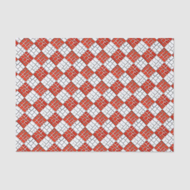 De Seda VERMELHO VERIFICAR O Papel Tecido MOSAIC (Frente )