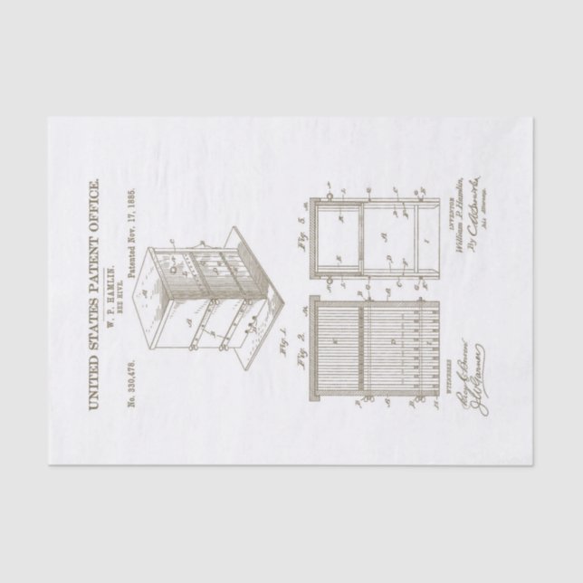 De Seda Vintage Bee Hive Patente Papel Tecido Vintage (Frente )