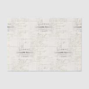 De Seda Vintage em francês Recepção Manuscrito Papel Te