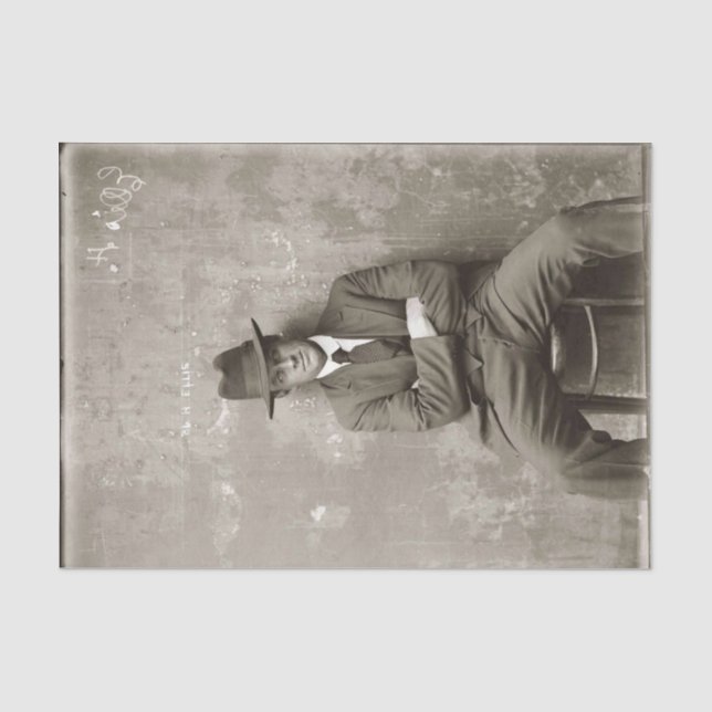 De Seda Vintage Mugshot - Papel Tecidual do 1920 (Frente )