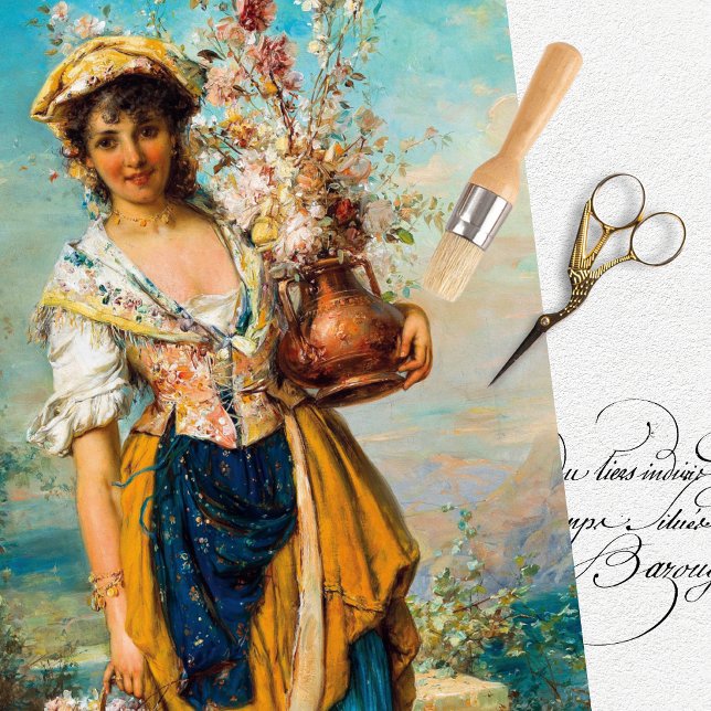 De Seda Vintage Mulher Belle Epoque Papel Tecidual (Criador carregado)