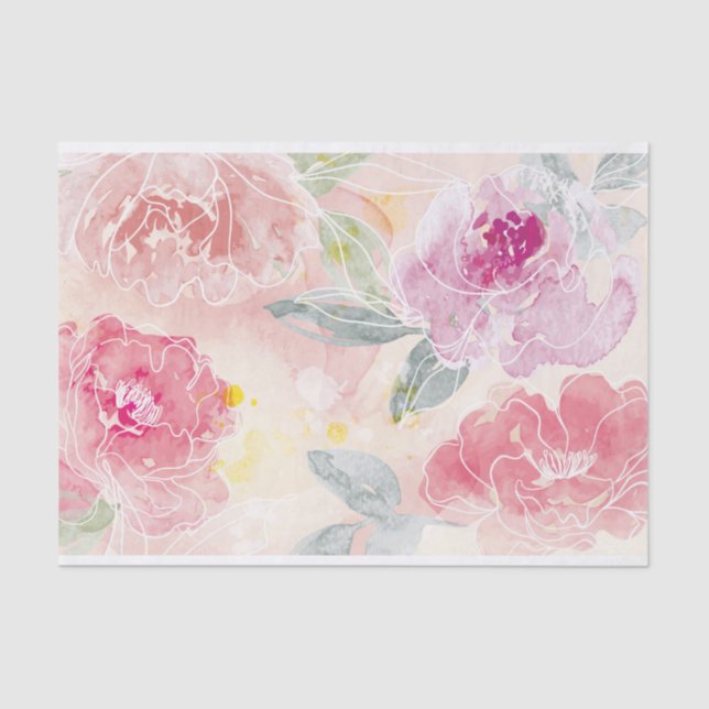 De Seda Watercolor Floral 2 - papel para tecidos (Frente )