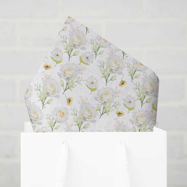 De Seda White Roses - Papel Tecidual (Sacola de presentes)