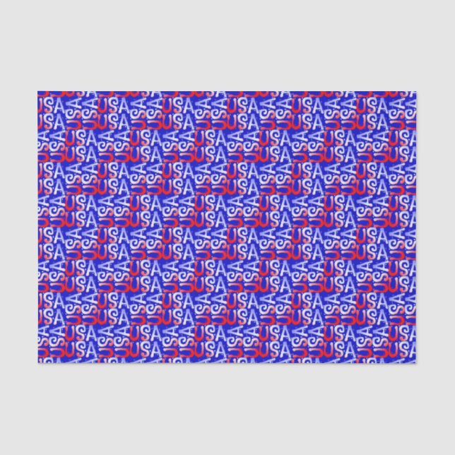 De Seda Word Art USA Text,Blue-TISSUE WRAPPING PAPEL (Frente )