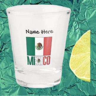 De Shot Copo com a Bandeira do México e Nome