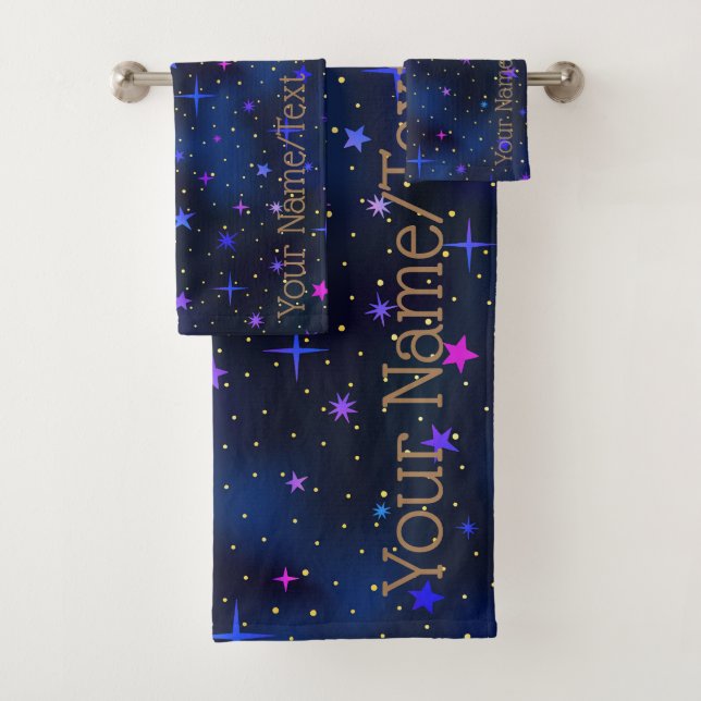 De Toalhas Galáxia Stars Midnight Blue Bath Conjunto (Insitu)