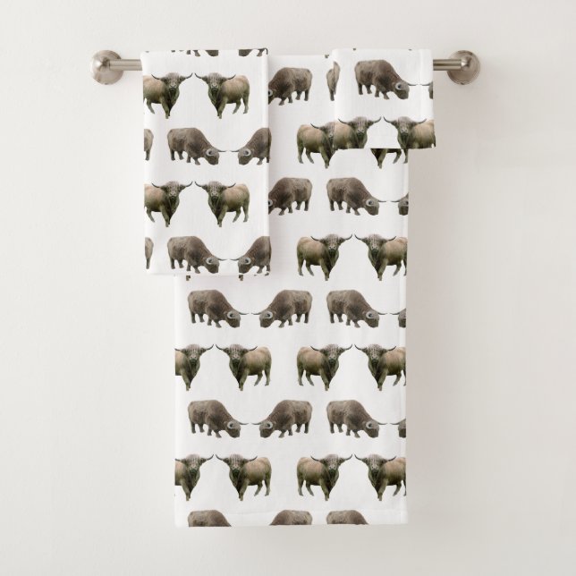 De Toalhas Highland Cow Frenzy Bathroom Conjunto (Insitu)