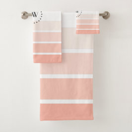 De Toalhas Monograma Pastel Coral Stripes Banheiro Conjunto