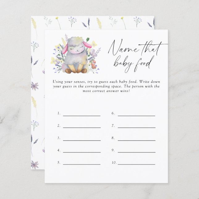 Dê um nome ao jogo de chá da comida do bebê - Baby (Frente/Verso)