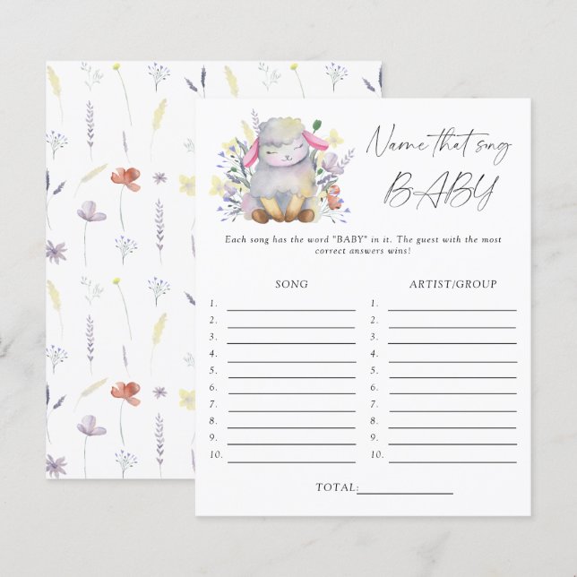 Dê um nome ao jogo de chá de fraldas da música - c (Frente/Verso)