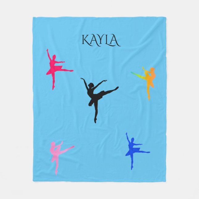 De Velo Ballerina fleece cobertor com nome personalizado. (Frente)