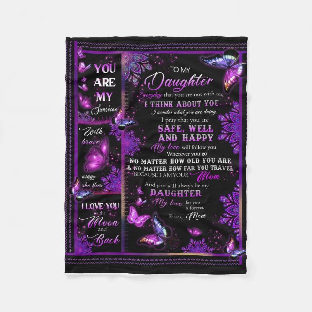 De Velo Borboleta Personalizada Para Meu Cobertor Filha (Frente)