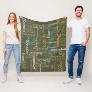 De Velo Brandon personalizado nome cobertor verde laranja