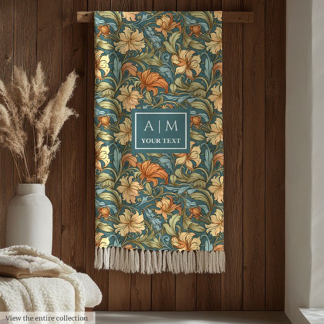 De Velo Clássico Morris inspirou cobertor botânico pastel (Classic Morris inspired pastel botanical blanket)