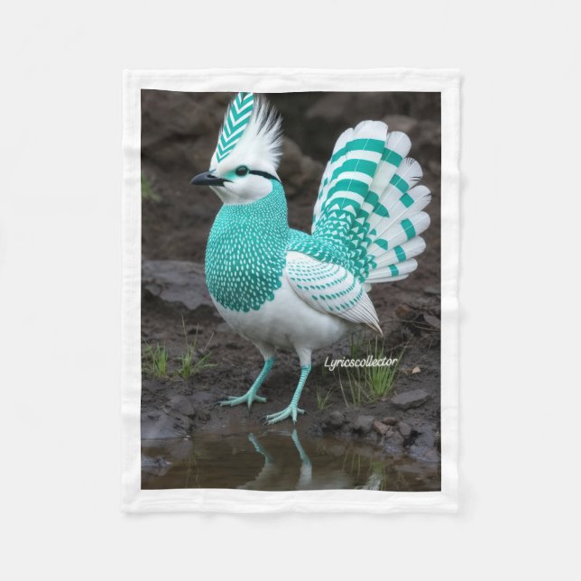 De Velo Cobertor ADOM com Pássaro Crestado Turquesa (Frente)