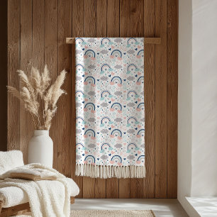 De Velo Cobertor Azul Marinho Rosa Pastel Elegante Boho Ac