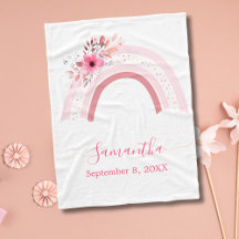 Cobertor Boho Arco-íris Rosa Floral Flores Present