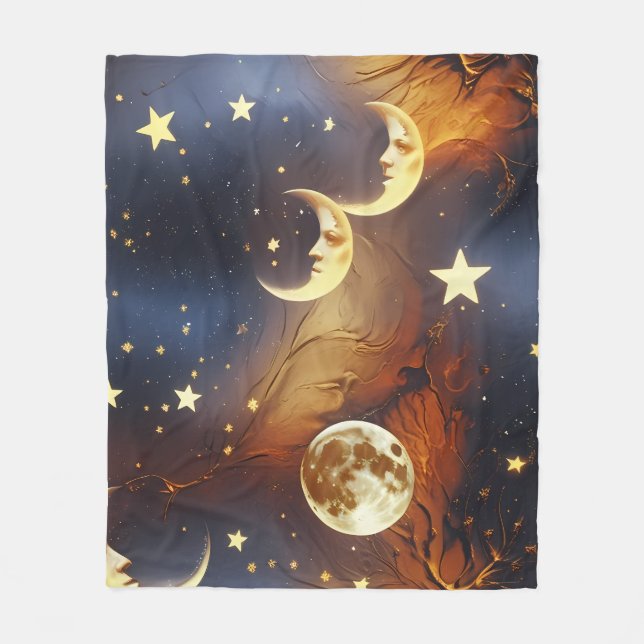De Velo Cobertor Celestial Lua Laranja Ardente – Luxo Sem  (Frente)