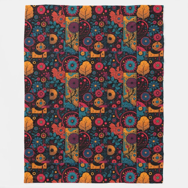 De Velo Cobertor com Padrão Floral e Mandala Folclórico Bo (Frente)