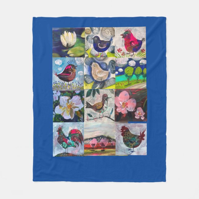 De Velo cobertor com pássaros e flores (Frente)