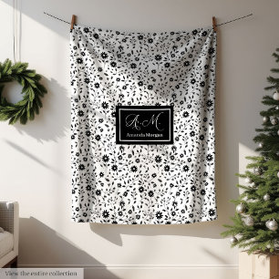 De Velo Cobertor Decorativo Personalizado Preto Branco Flo