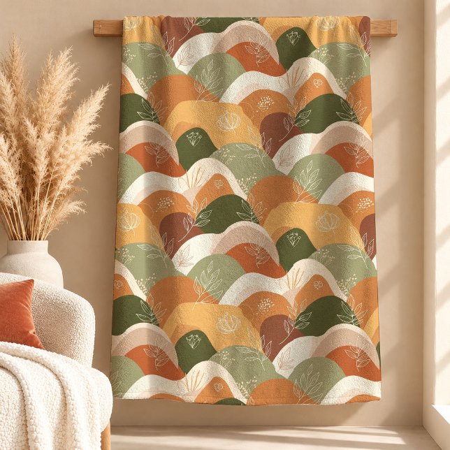 De Velo Cobertor Decorativo Sofisticado Sage Ferrugem Boho (Sophisticated Sage Rust Boho Shapes Blanket Decor)